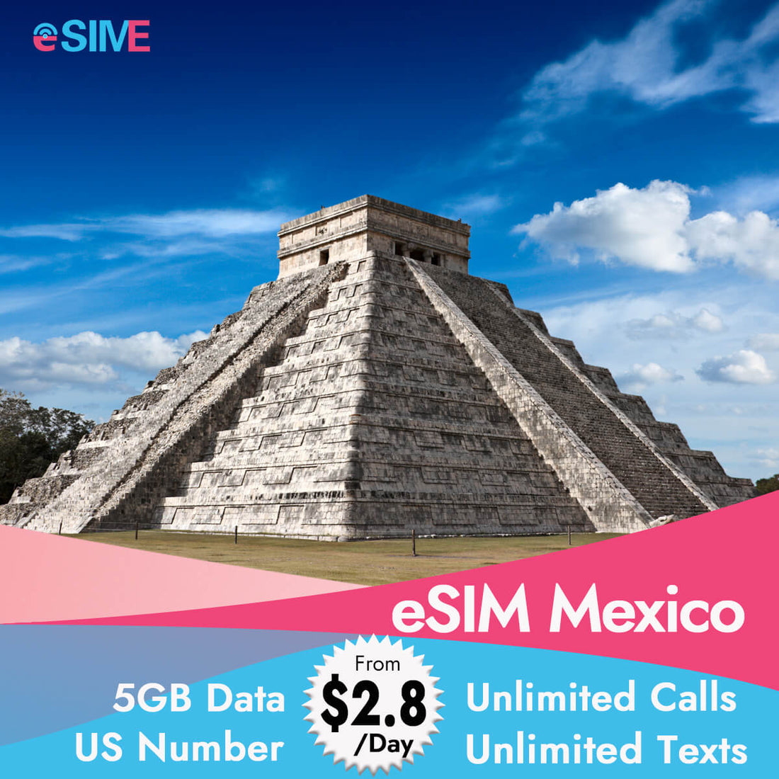 eSIM Mexico with Unlimited Calls Texts and 5GB Data