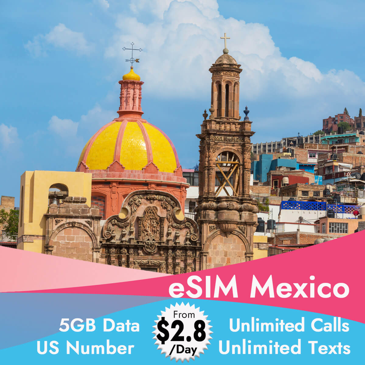 eSIM Mexico with Unlimited Calls Texts and 5GB Data