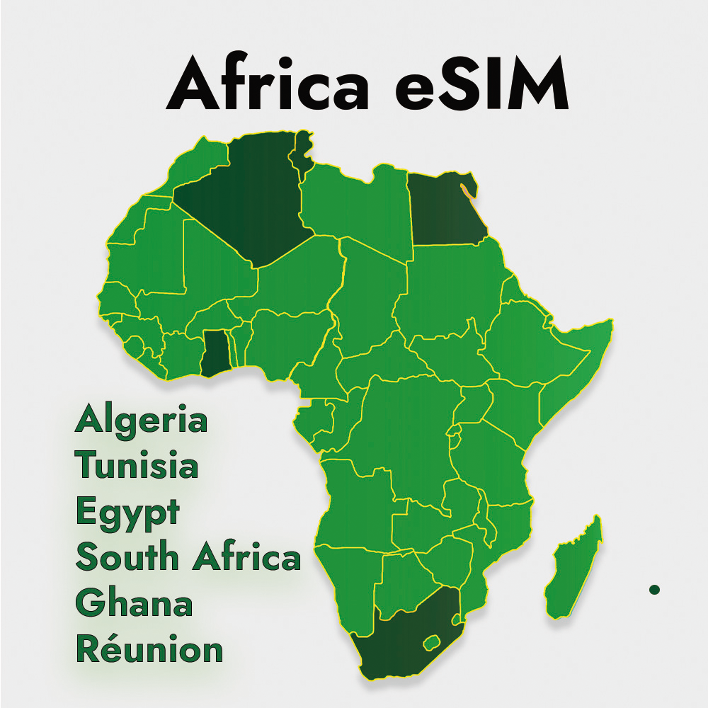 Unlimited Africa eSIM Bundle Egypt Algeria Tunisia South Africa Ghana Réunion