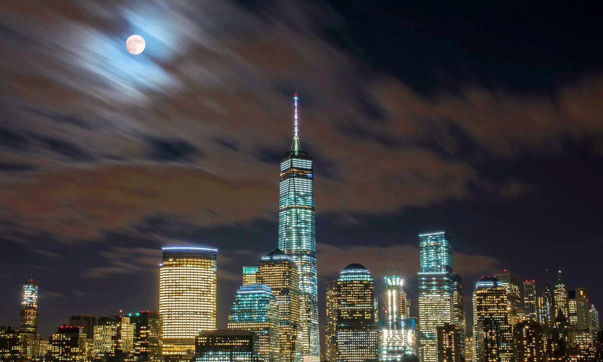 New York skyline at night