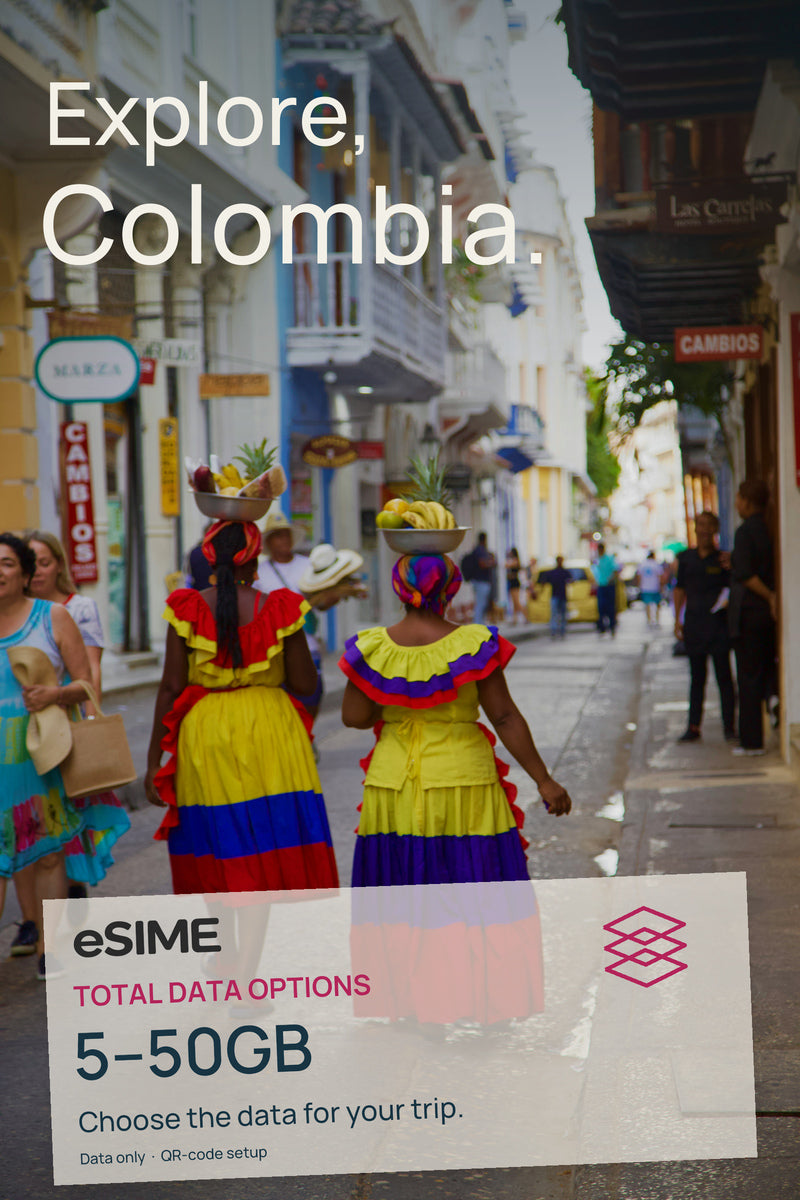 Colombia eSIM: 5GB-50GB Data Plans | Fast & Reliable Coverage