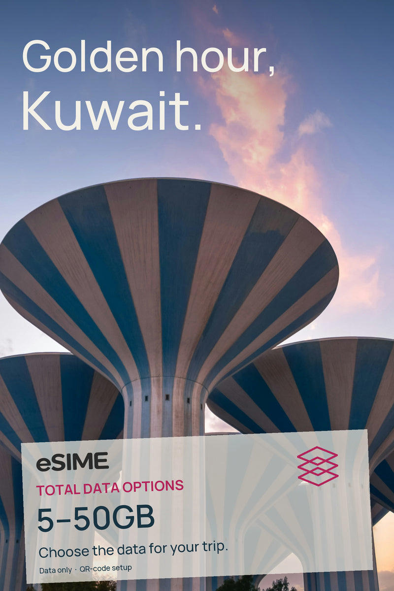Kuwait eSIM Plans: 5GB to 50GB (Flexible 3–30 Days)