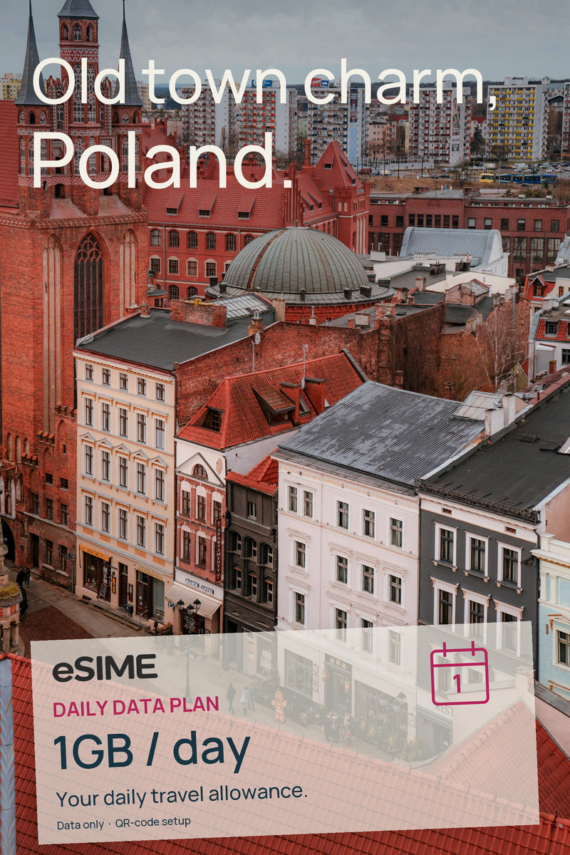 eSIM for Traveling to Poland 1GB Data Daily