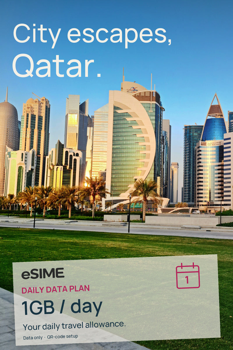 Prepaid Qatar eSIM: 1GB Daily (3 to 30 Days)