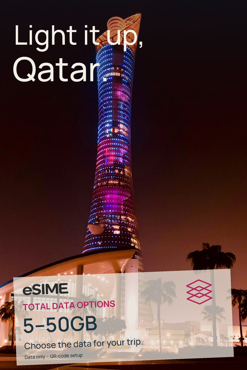 Qatar eSIM: 3 to 30 Day Data Plans (5GB – 50GB)