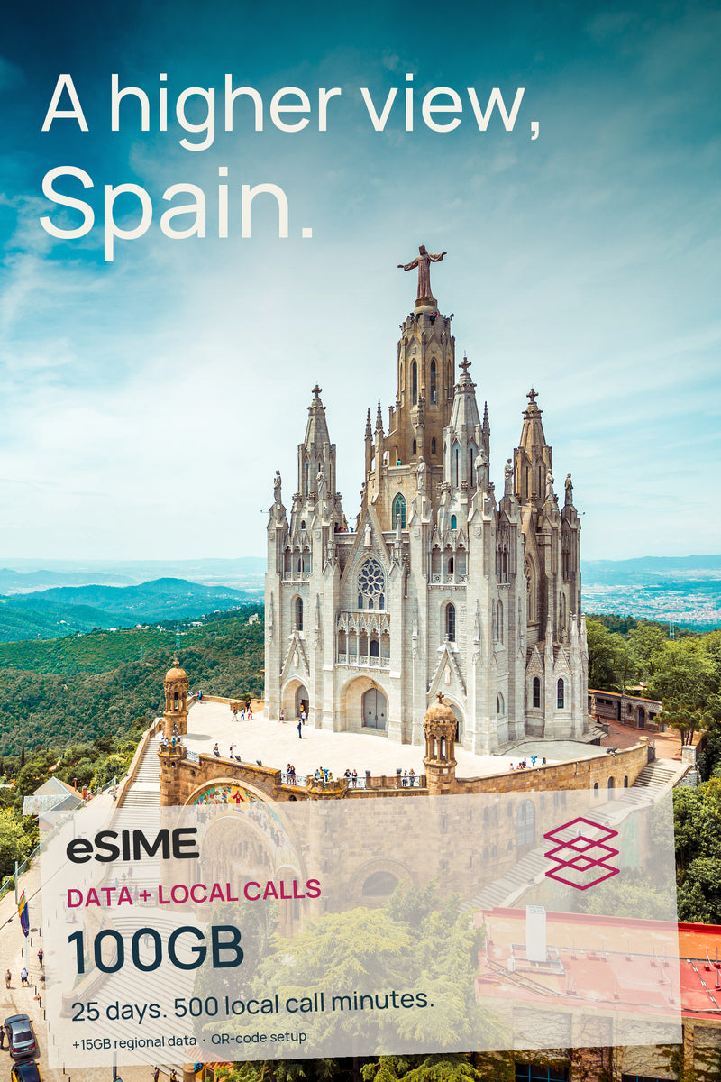 Spain eSIM (100GB + Calls) with 15GB Europe-Wide Roaming